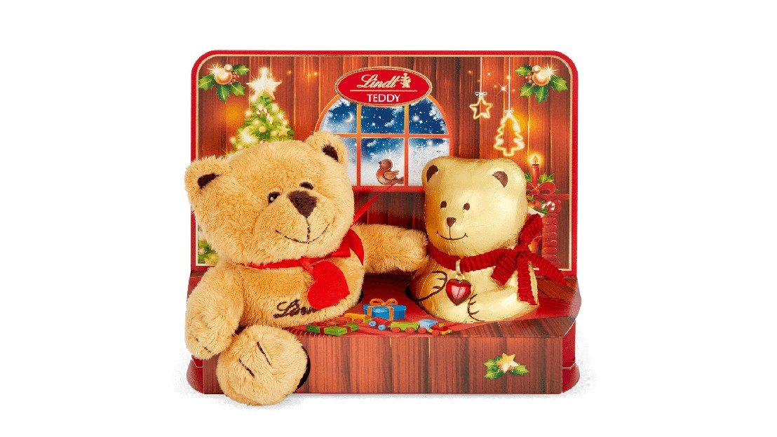 Čokoládová figurka Medvídek TEDDY a plyšový medvídek kluk 100 g Lindt