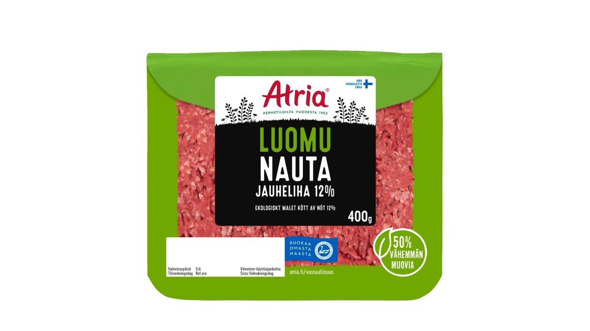 Atria Luomu naudan jauheliha 12% 400g