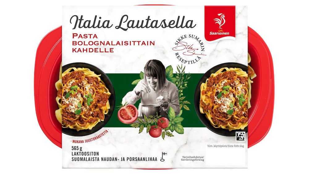 Saarioinen Italia Lautasella pasta bolognalaisittain kahdelle 565g –  K-Market Krunikka