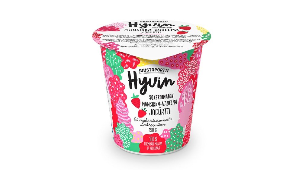 Juustoportti Hyvin sokeroimaton jogurtti 150g mansikka-vadelma laktoositon  – K-Market Kivistö