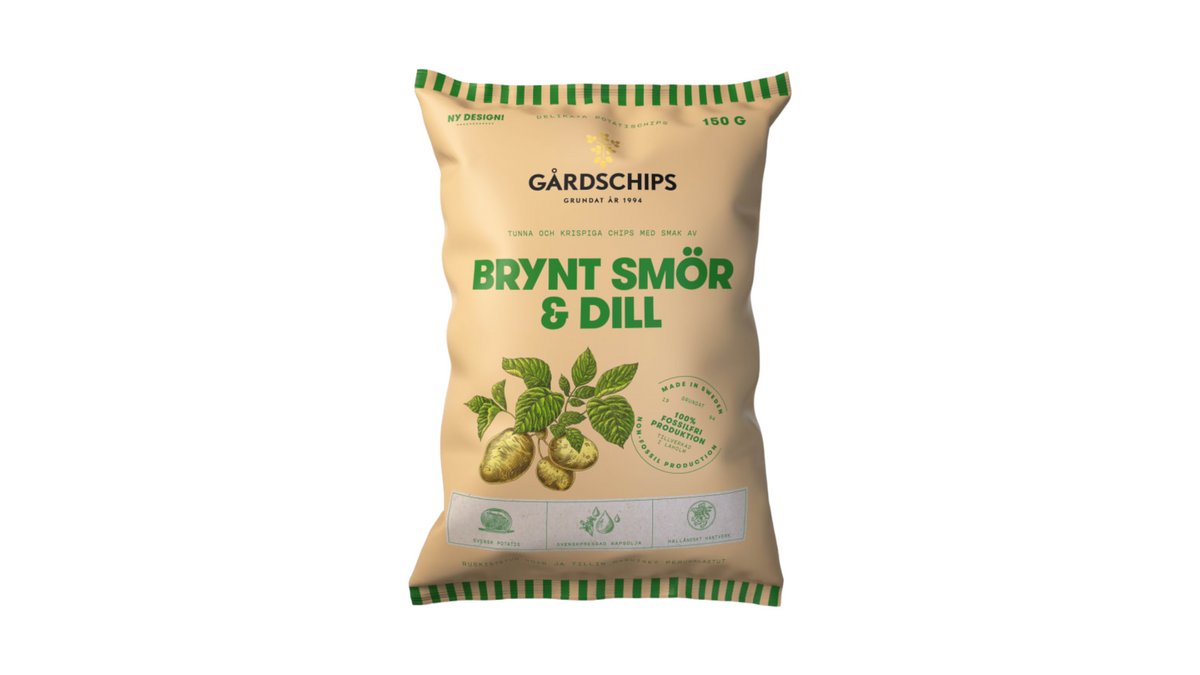 Potetgull med Smør & Dill 150g - Gårdschips