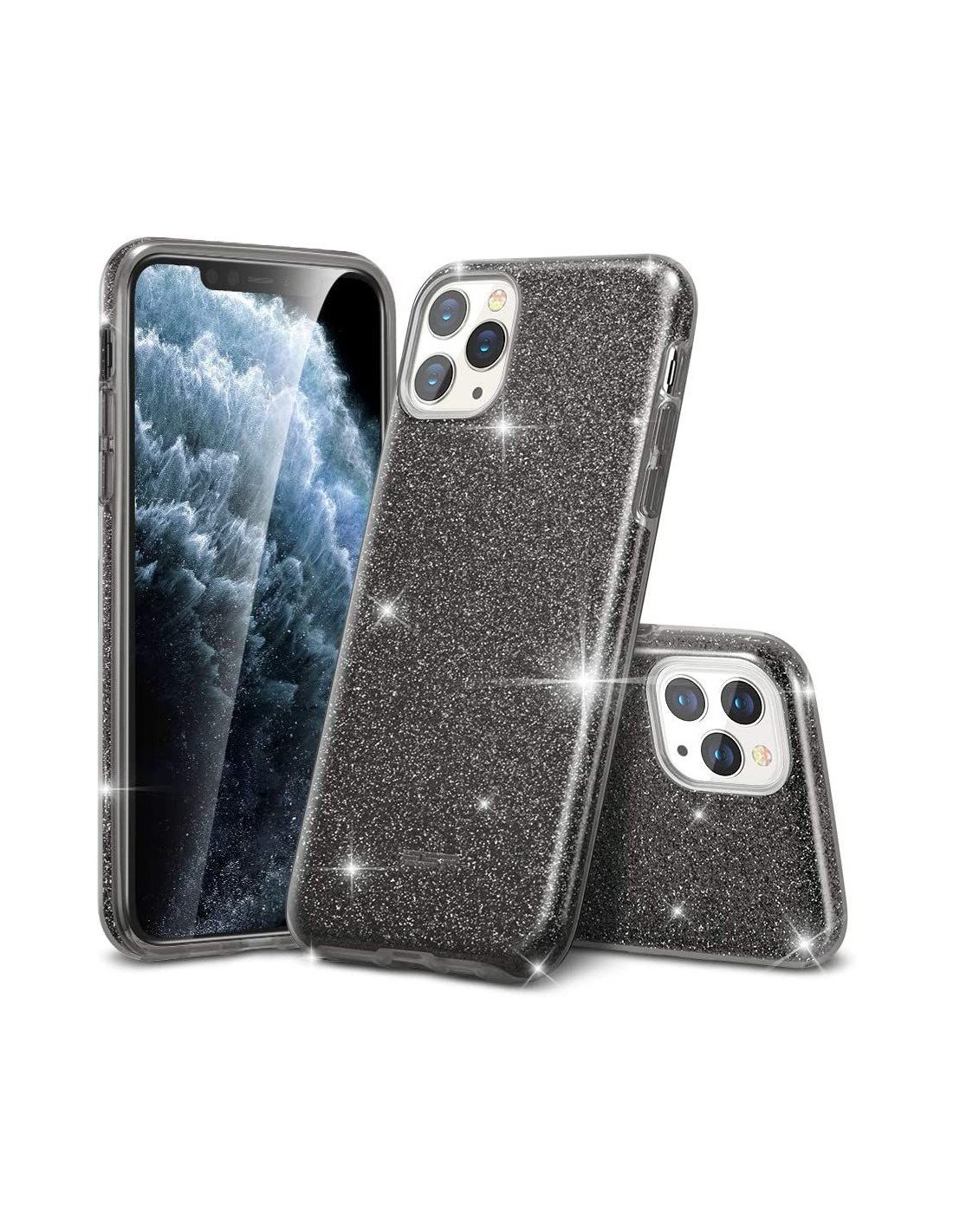 Black Glitter hard cover case iphone 14