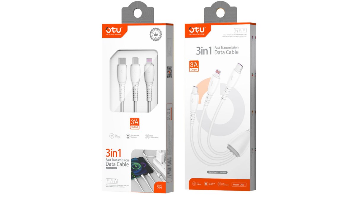Usb-3In 1 Micro,Type C, Lightning 3A 1 Meter