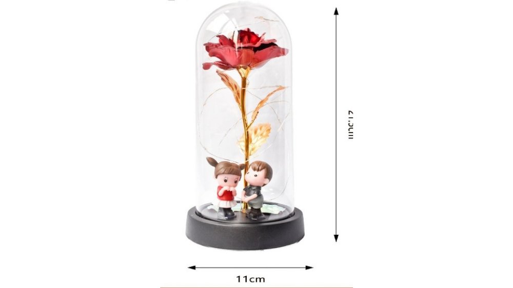 Couple kissing each other and rose led light